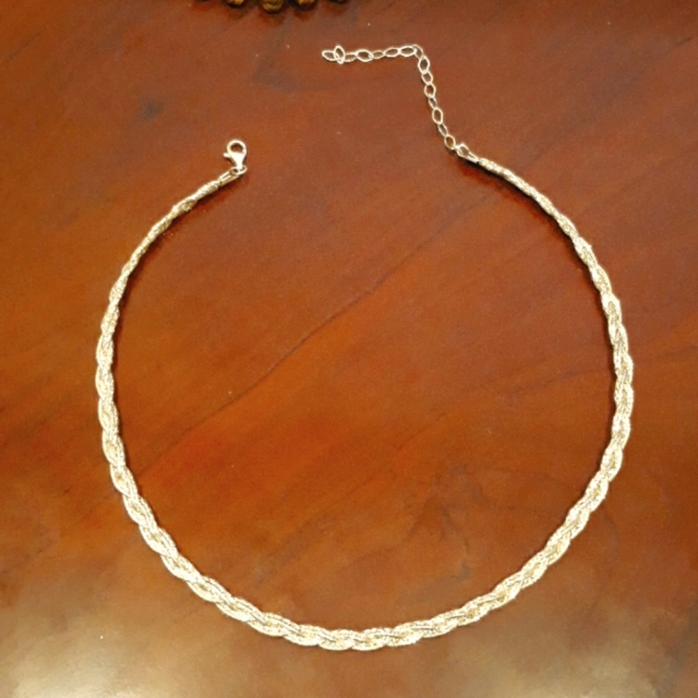💎💙Braided 925 Italian Silver Choker 16" to 19". BEAUTIFUL!
